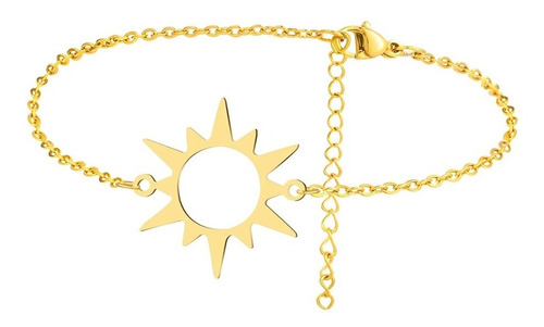 Pulsera Para Mujer Sol Minimalista Plata Enchapada Oro 18k