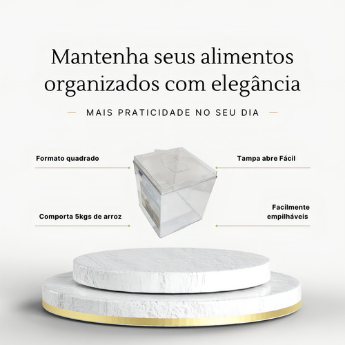 Pote Quadrado Cristal Transparente - 7,4 Litros Cor Acrílico