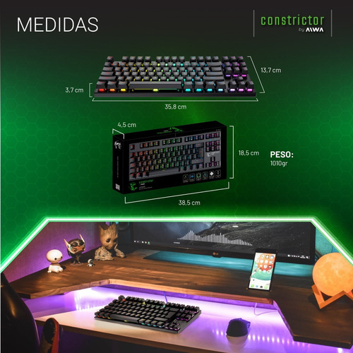 Imagen 8 de 8 de Teclado Gamer Mecanizado Constrictor By Aiwa Qwerty Metal