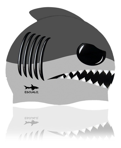 Gorra Natación Infantil Modelo Tiburon Gris - Escualo Diseño de la tela Estampado Talla unitalla