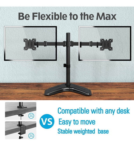 Mountup Soporte Monitor Doble Para 2 Hasta 17.6 Libra In