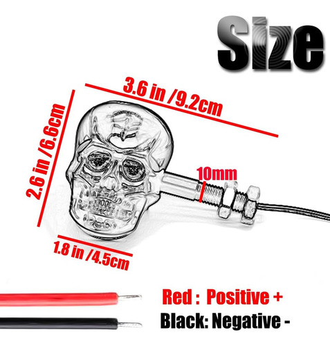 Cabeza De Calavera Led Ámbar (plata)