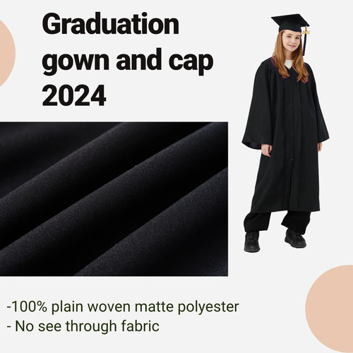 Uialecg Toga Y Birrete De Graduación Negro Mate Unisex Para