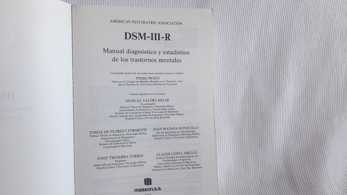 Manual Dsm 3 Diagnostico Estadistico Enf. Mentales Masson (Usado)