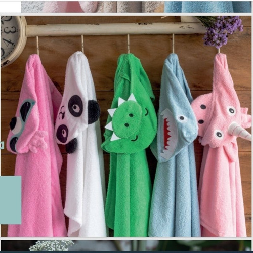 Imagem 4 de 5 de Toalha De Banho Para Bebê Com Capuz Orelhas De Bichinhos