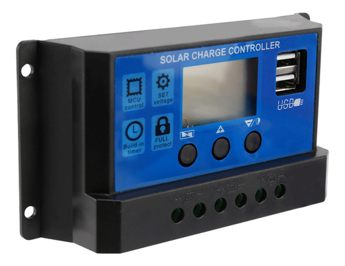 Controlador De Carga Solar Pwm Auto Work De 10a, 12 V, 24 V,