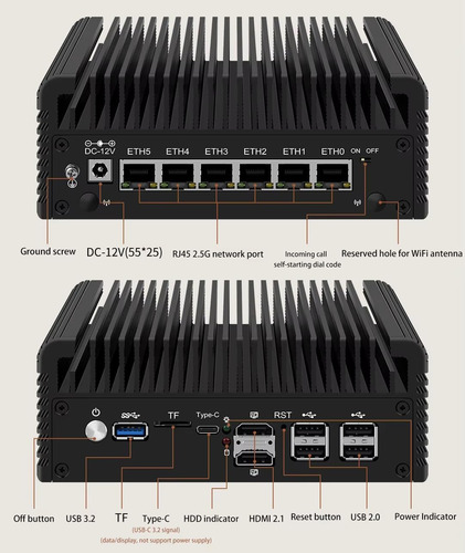 6 Lan 2.5g Firewall Router 12th Gen In?el N150 6x I226-v Min