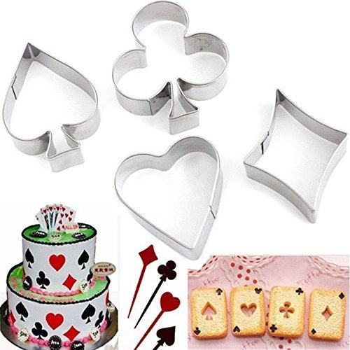 Poker Card Suit 4 Pc Metal Cortador Galleta Set