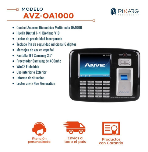 Imagen 3 de 8 de Control Accesos Biometrico Multimedia Anviz Oa1000