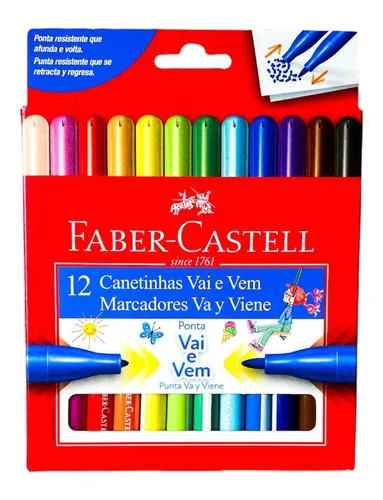 Faber Canetinha Vai E Vem Escolar Hidrográfica 12 Cores