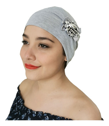 Imagen 1 de 3 de Turbante Oncologico De Algodón Delta Color Gris Claro