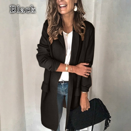 Blazer Casual De Manga Larga Con Bolsillo Falso De Color Lis