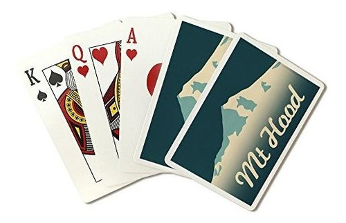 Juego De Cartas - Portland, Oregon, Retro Skyline, Mt. Hood 