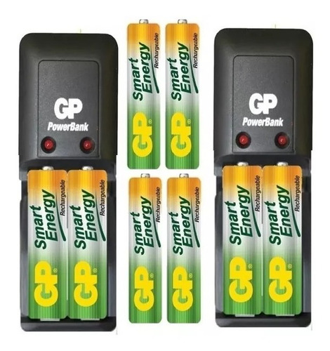 Cargadores Gp Con 4  Baterias Aa Y 4 Aaa Marca Gp Garantizad