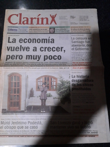 Tapa Diario Clarín 24 6 2000 Crisis Económica Podesta 