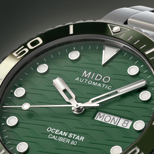 Relógio Mido M042.430.11.091.00 Ocean Star Verde Automatico Cor Da Correia Prateado Cor Do Bisel Preto