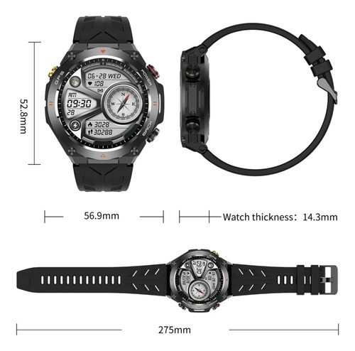 Colmi V75 Pantalla Ultra Hd Gps Smartwatch Impermeable Negra Hebilla Negro Negro