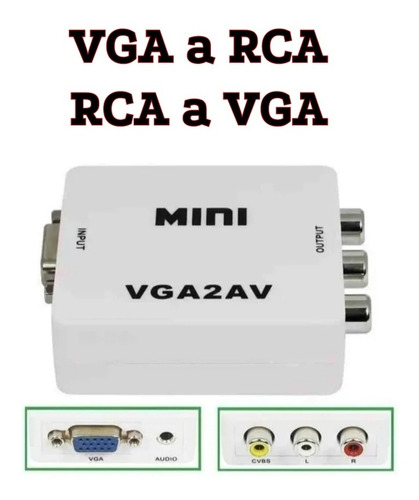 Adaptador Convertidor Vga A Rca Ó Rca A Vga