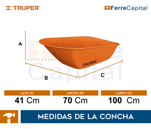 Carretilla 8 Ft3 Doble Llanta Neumática, Bastidores Acero