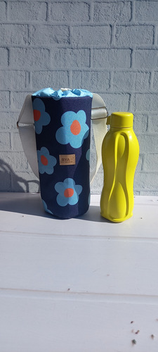 Porta Botellas Termico Con Correa Regulable. Morral. Bolso Azul Marino Meko