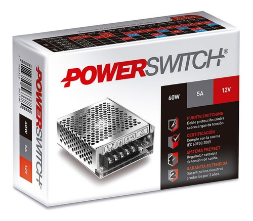 Imagen 1 de 2 de Fuente Switching Powerswitch 110-220 / 12 V 5a. Arealed