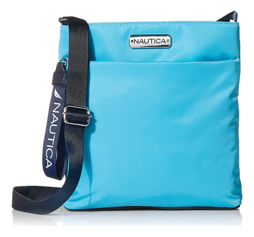 Carteira Crosbody - Nautica - Cor Calypso - Cor original Celeste Cor da alça de ombro azul marinho Design de tecido: lisa