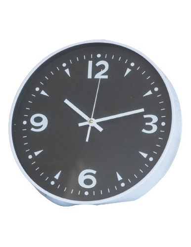 Reloj De Pared Marco Blanco Con Fondo Negro 30 Cm 
