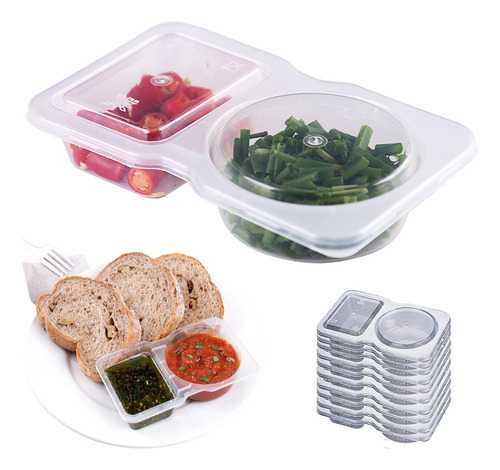 10/15/20/30/40/50 Pack Double Compartment Condiment