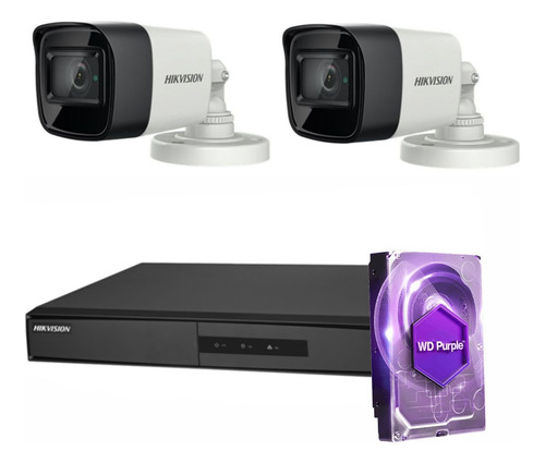 Kit Seguridad Dvr 4ch Hikvision + 2 Camaras 1080p 2mp + Disc