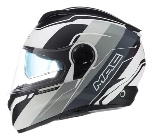 Casco Moto Rebatible Mac Rock Floyd Blanco Gris Agrobikes!