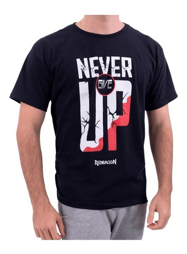 Camiseta Redragon Never Give Up Md2 2380 Preta Unissex