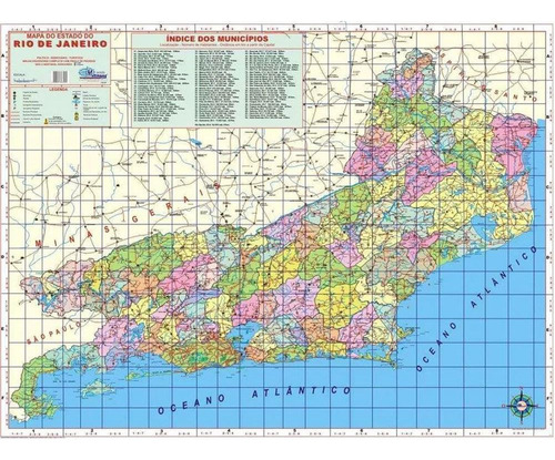 Mapa Do Estado Do Rio De Janeiro 120x90 Cm Dobrado