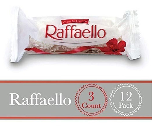 Ferrero Raffaello Almond Coconut Candy, 3 Conde, Paquete De 