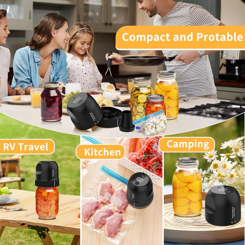 Kit De Sellado Al Vacío Para Tarros Mason Jar 3 En 1, Sellad
