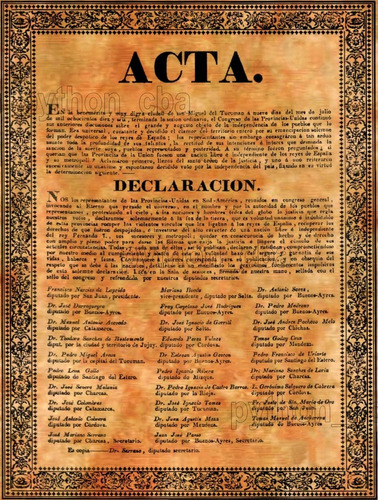 Pósters Acta Del Día De La Independencia Argentina  9/7/1816