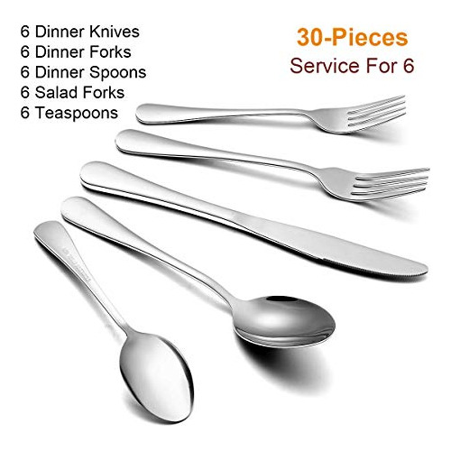 Tenedor Con Cuchara Y Cuchillo De Acero Inoxidable 30 Pzas