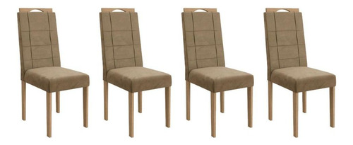 Cadeira 2cad150ea Kit 4 Un Eucalipto/suede Bege A036-kappesb