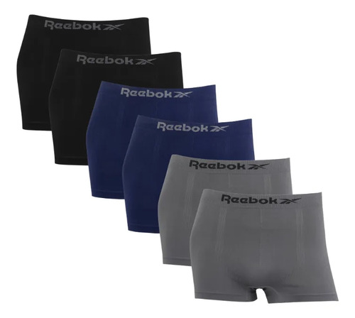 Kit 6 Cuecas Boxer Reebok Classic Microfibra Sem Costura