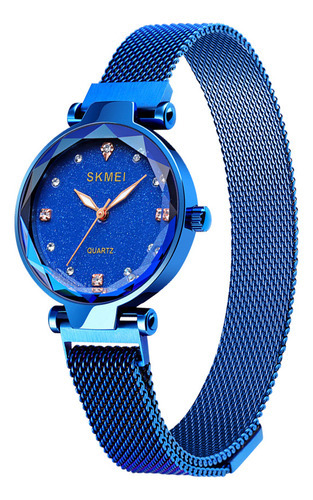 Reloj Mujer Skmei Q022 Malla Acero Minimalista Elegante Color de la malla Morado
