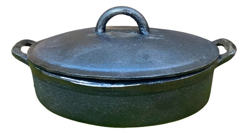 Olla Fundición De Hierro Oval 1 Litro Con Tapa