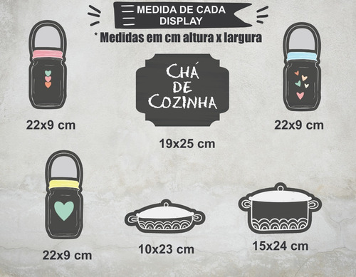 Imagem 3 de 5 de Kit Completo Painel Banner + Displays Chá De Cozinha