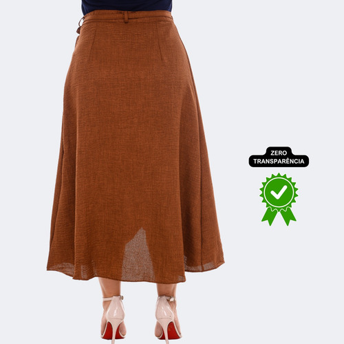 Saia Feminina Envelope Transpassada Godê Longa Midi Crepe