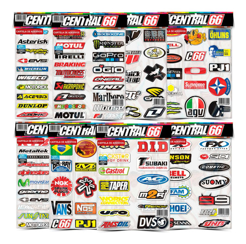 Cartela 132 Adesivos Motocross Excel M1 Kit
