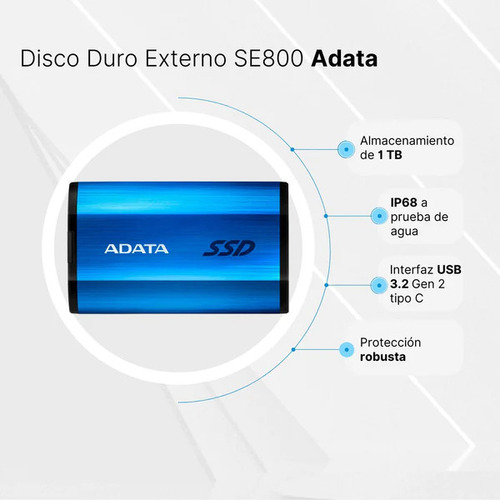 Disco Duro Externo Adata Se800 1tb Usb 3.2 Azul