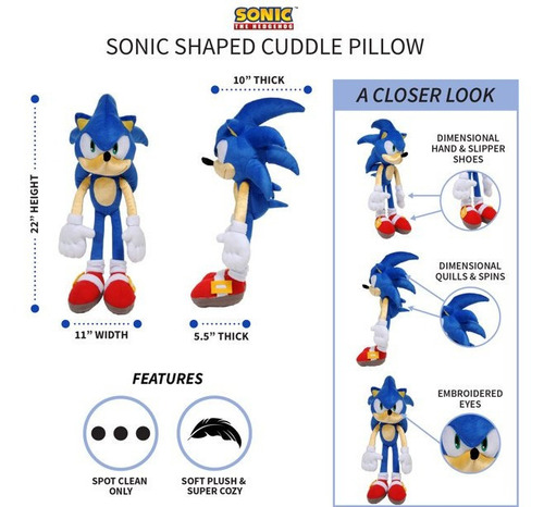 Sonic The Hedgehog Peluche Almohada 59 Cms Para Niños *sk