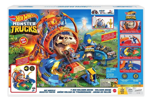Imagen 7 de 7 de Hot Wheels® Monster Trucks T-rex Volcano Arena Pista