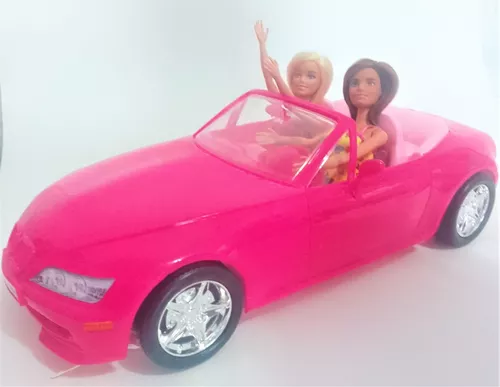 Carrinho Carro Rosa Conversível 2 Lugares De Barbie + Boneca na