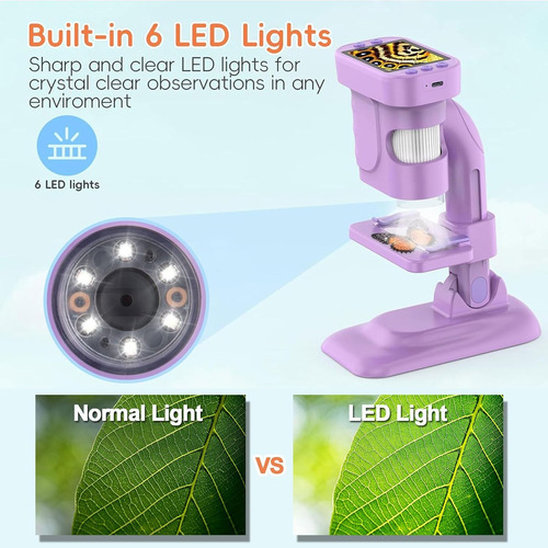 Microscope For Kids - 300x Zoom Digital Microscope With...