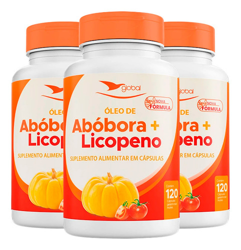 3x Óleo De Semente De Abóbora Com Licopeno Global 120 Cáps