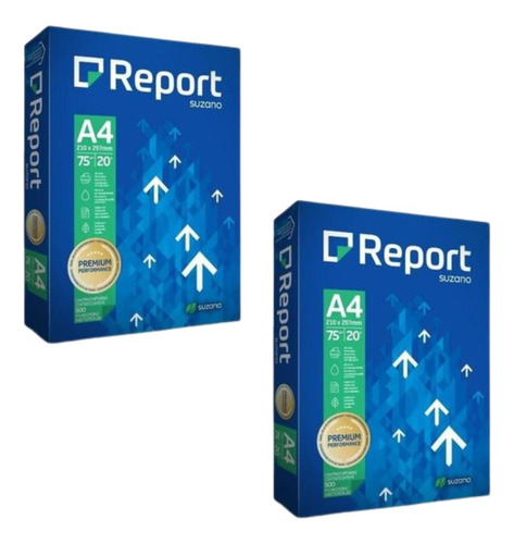 Kit 2 Pct Papel Sulfite Branco 500 Fls Report Premium A4 75g